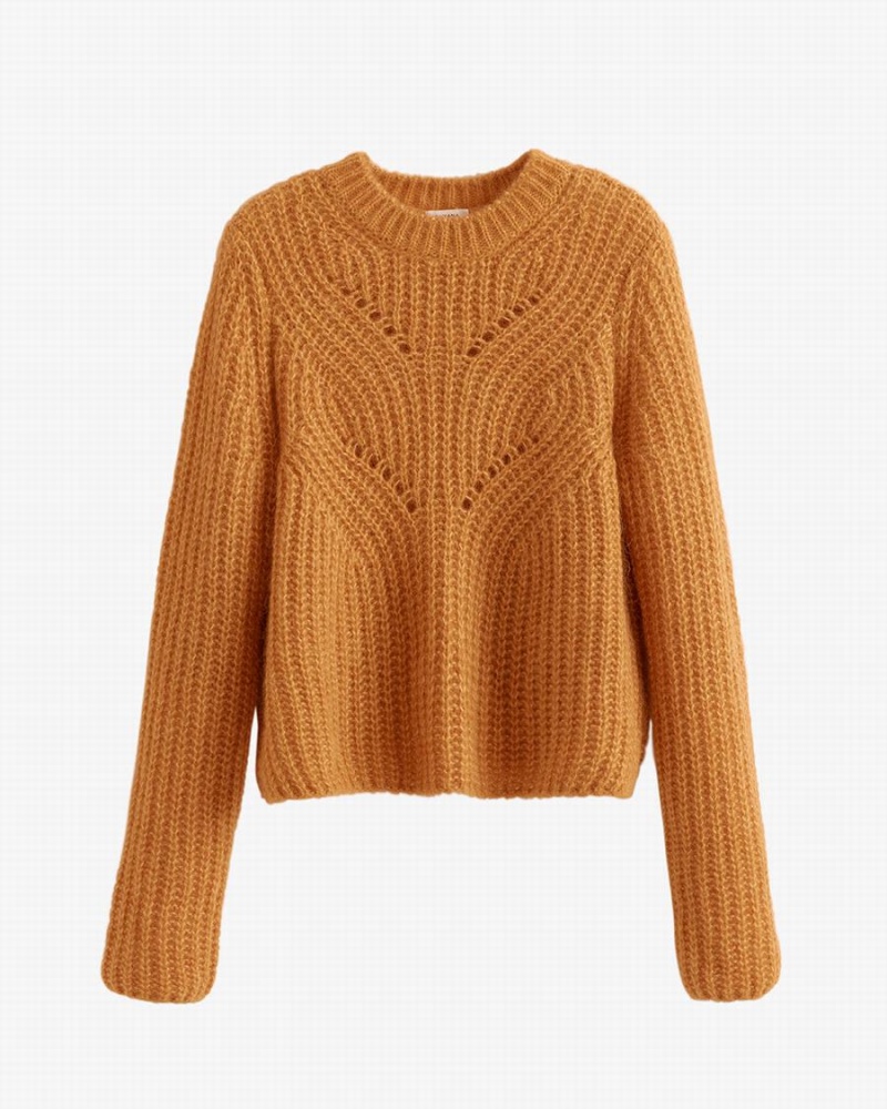 Suéteres Cuyana Alpaca Lana Crewneck Mujer Amarillo | ELV8126XJ