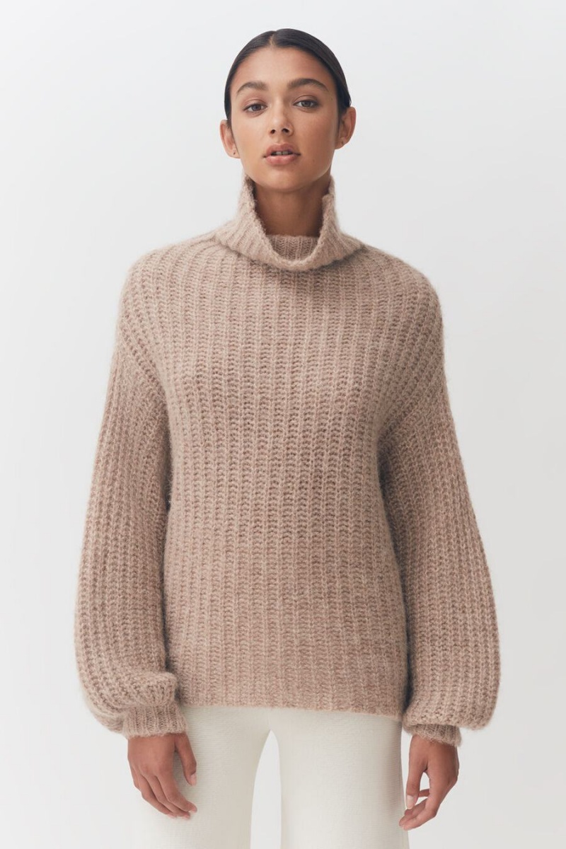 Suéteres Cuyana Alpaca Lana Turtleneck Mujer Kaki | HPG2119RP