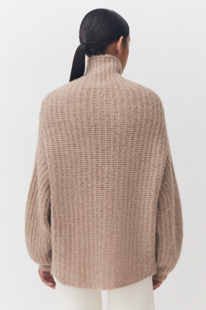 Suéteres Cuyana Alpaca Lana Turtleneck Mujer Kaki | HPG2119RP