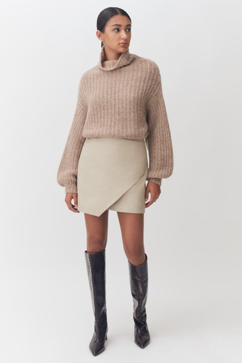 Suéteres Cuyana Alpaca Lana Turtleneck Mujer Kaki | HPG2119RP