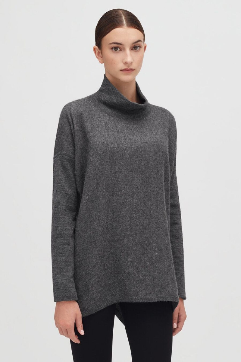 Suéteres Cuyana Alpaca Open-Back Turtleneck Mujer Gris | MZU385UU