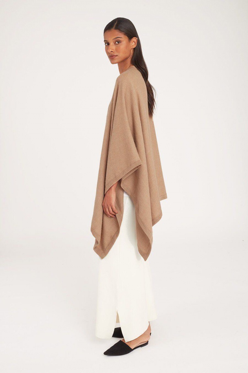 Suéteres Cuyana Baby Alpaca Square Edge Cape Mujer Marrones | BSH3339FC