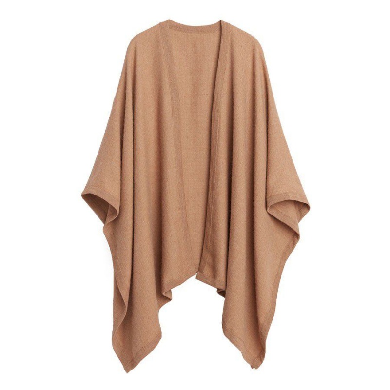 Suéteres Cuyana Baby Alpaca Square Edge Cape Mujer Marrones | BSH3339FC