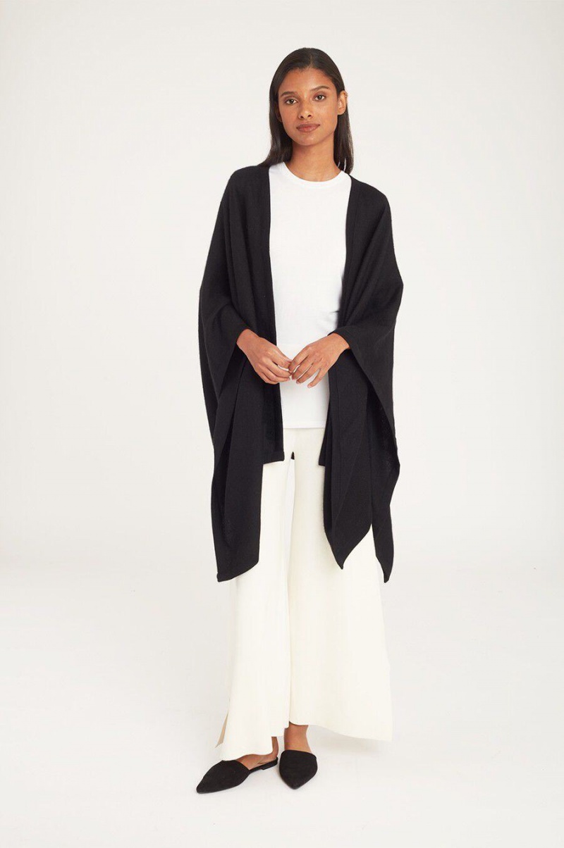 Suéteres Cuyana Baby Alpaca Square Edge Cape Mujer Negras | XDD9715ZM