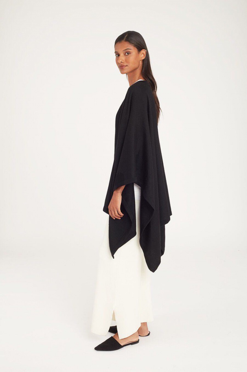 Suéteres Cuyana Baby Alpaca Square Edge Cape Mujer Negras | XDD9715ZM