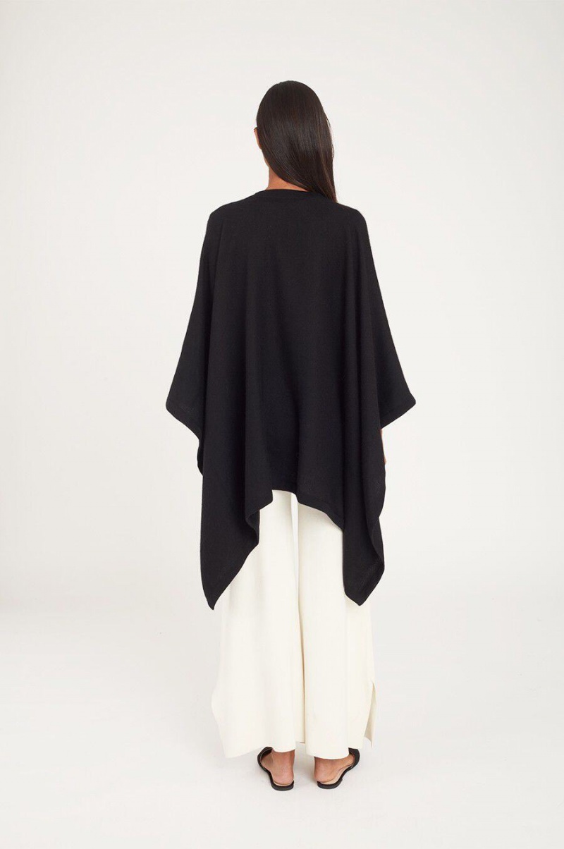 Suéteres Cuyana Baby Alpaca Square Edge Cape Mujer Negras | XDD9715ZM