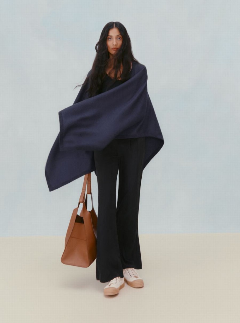 Suéteres Cuyana Baby Alpaca Square Edge Cape Mujer Negras | XDD9715ZM