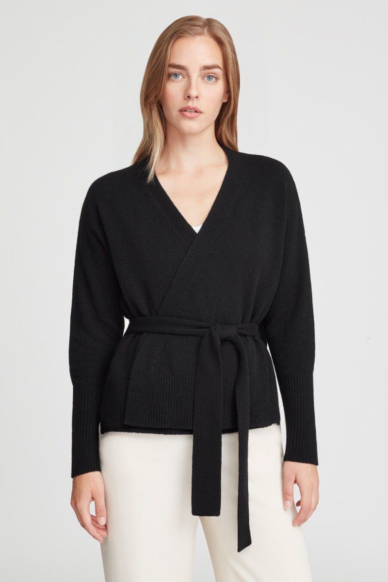 Suéteres Cuyana Cashmere Soft Wrap Mujer Negras | ONF3112QK