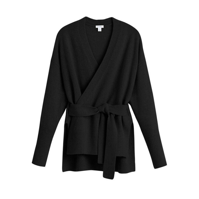 Suéteres Cuyana Cashmere Soft Wrap Mujer Negras | ONF3112QK