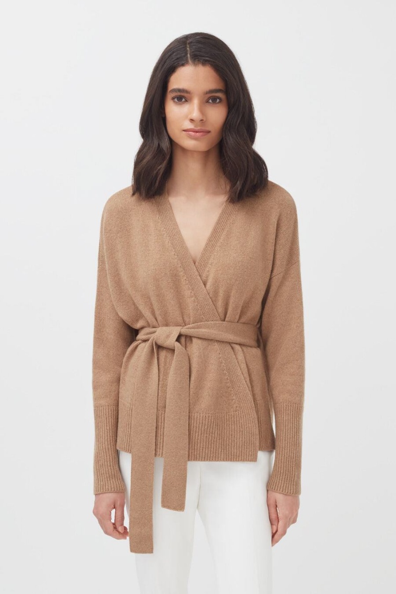 Suéteres Cuyana Cashmere Soft Wrap Mujer Marrones | TZT1070VA