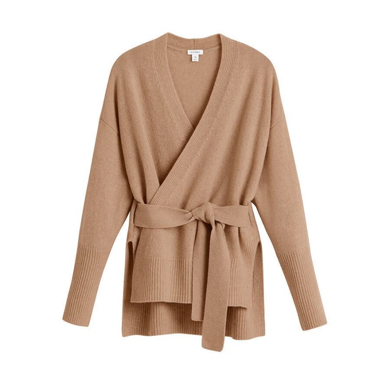 Suéteres Cuyana Cashmere Soft Wrap Mujer Marrones | TZT1070VA
