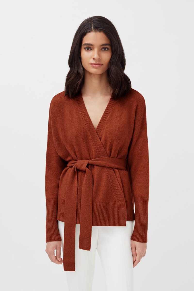 Suéteres Cuyana Cashmere Soft Wrap Mujer Naranjas Oscuro | OGA1836DB
