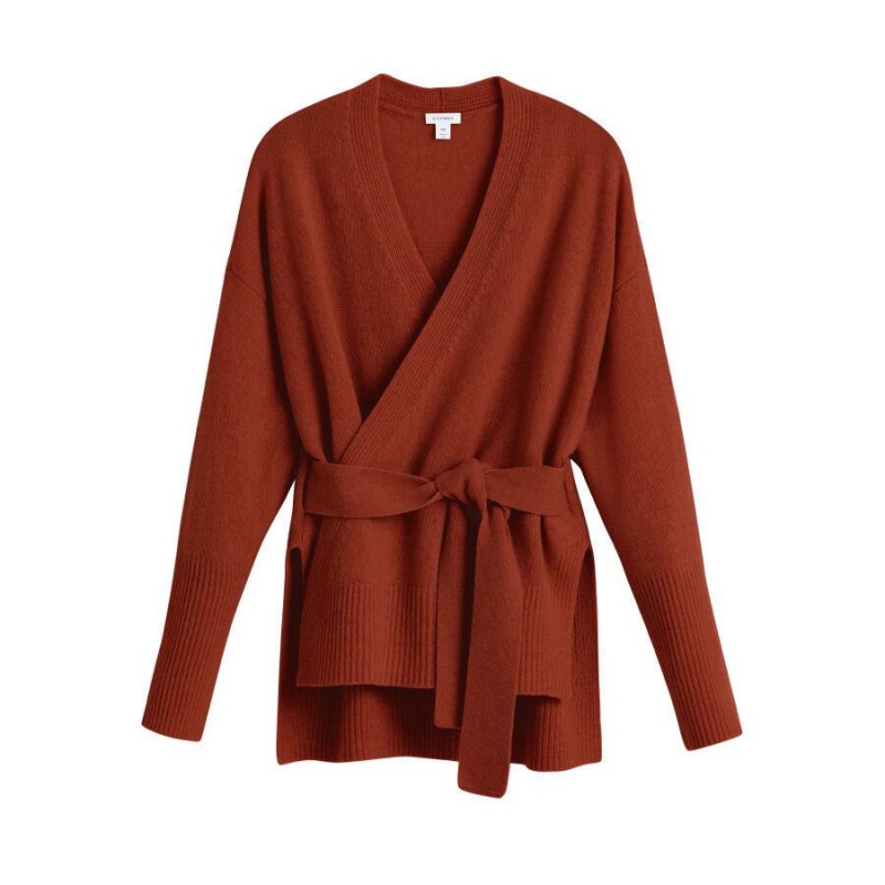 Suéteres Cuyana Cashmere Soft Wrap Mujer Naranjas Oscuro | OGA1836DB