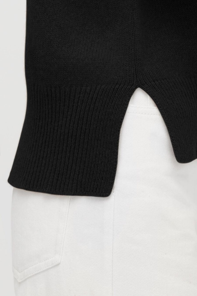 Suéteres Cuyana Recycled Cashmere Deep V-Neck Mujer Negras | VJR5327RU