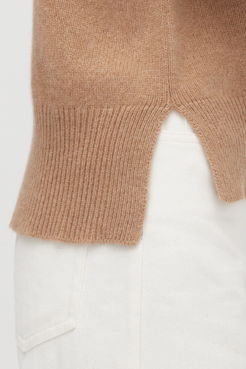 Suéteres Cuyana Recycled Cashmere Deep V-Neck Mujer Marrones | COH5244LW
