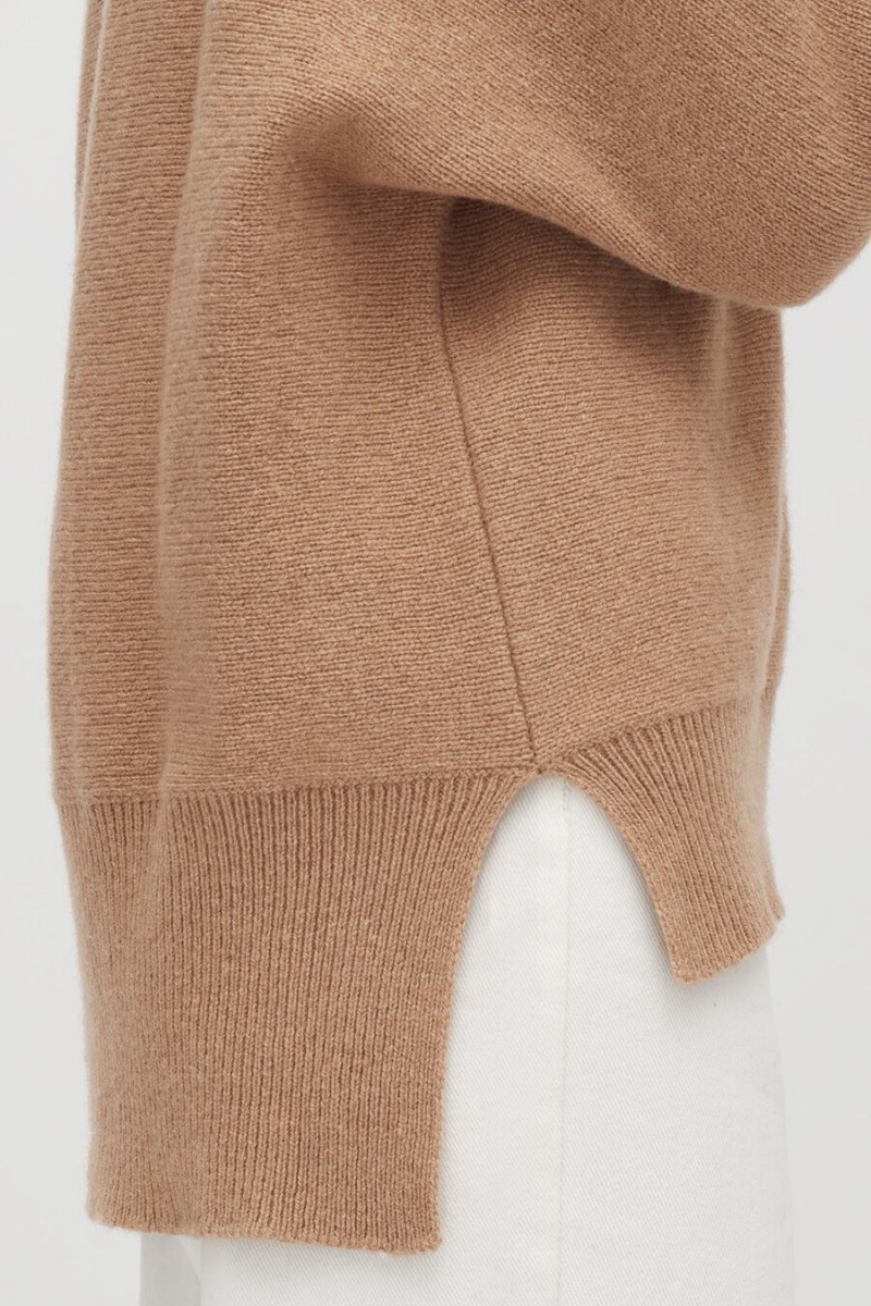 Suéteres Cuyana Recycled Cashmere Split-Neck Mujer Marrones | BAH96UA