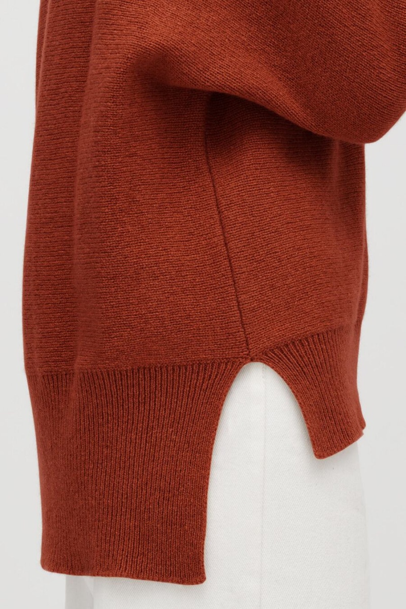 Suéteres Cuyana Recycled Cashmere Split-Neck Mujer Naranjas Oscuro | NUR1866QN