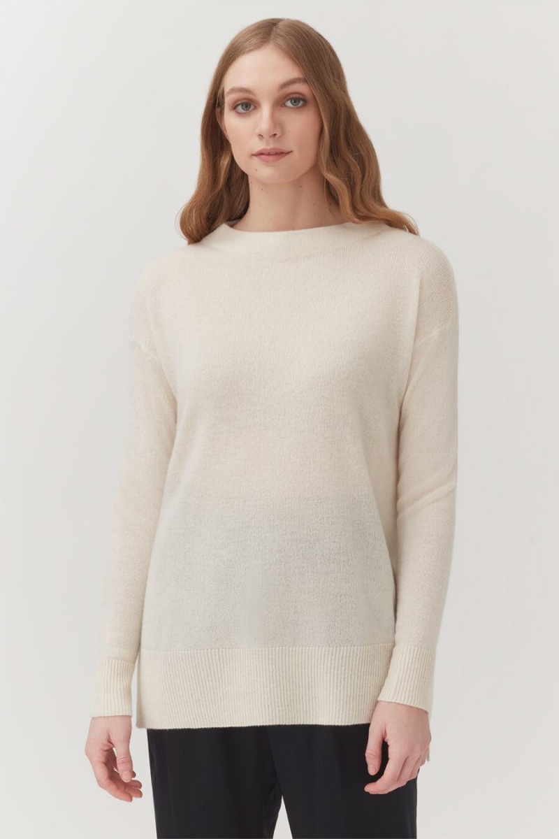 Suéteres Cuyana Single-Origin Cashmere Funnel Neck Mujer Blancas | DBF4543FS