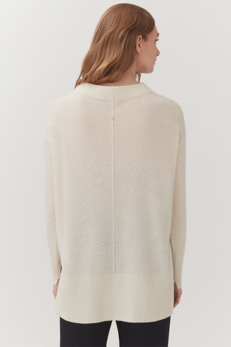 Suéteres Cuyana Single-Origin Cashmere Funnel Neck Mujer Blancas | DBF4543FS