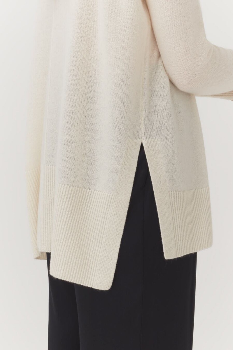 Suéteres Cuyana Single-Origin Cashmere Funnel Neck Mujer Blancas | DBF4543FS