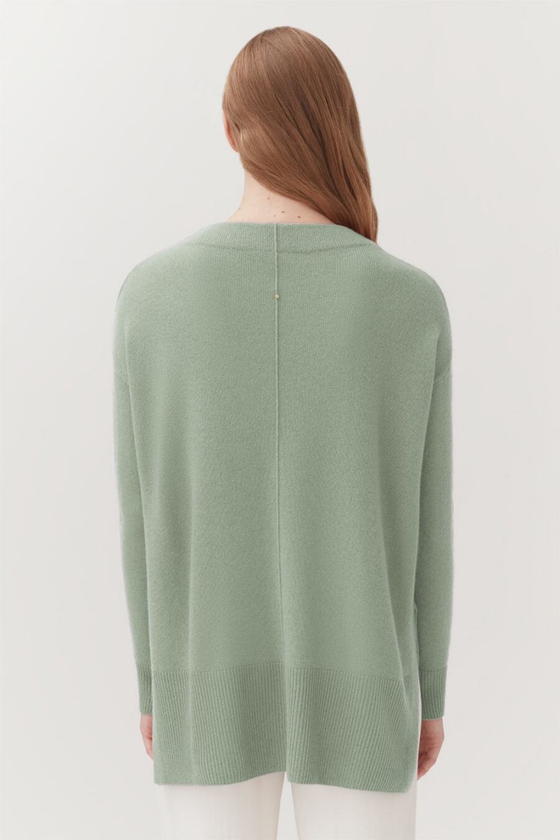 Suéteres Cuyana Single-Origin Cashmere Funnel Neck Mujer Verde | KQT2150VW
