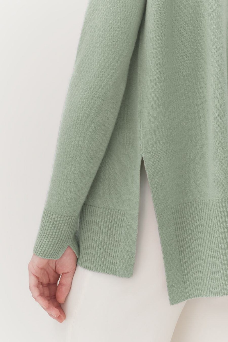 Suéteres Cuyana Single-Origin Cashmere Funnel Neck Mujer Verde | KQT2150VW