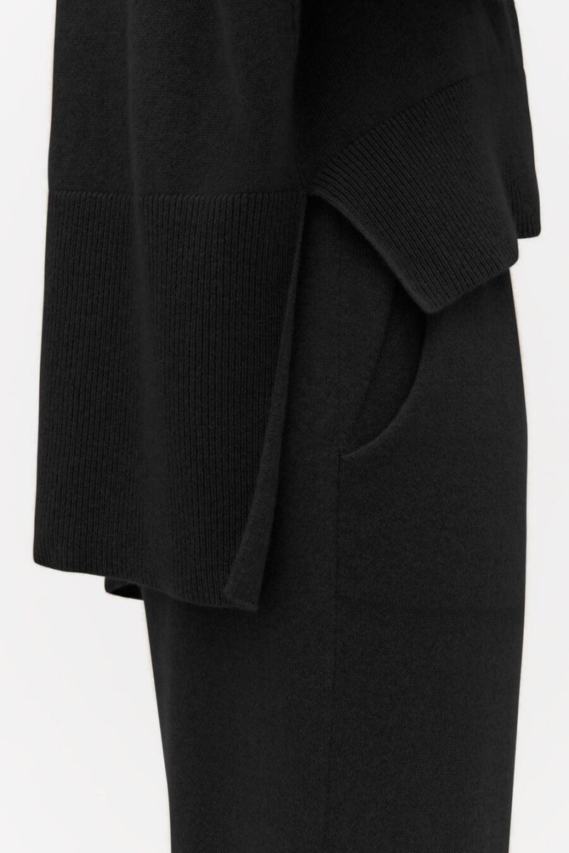 Suéteres Cuyana Single-Origin Cashmere Open Side Mujer Negras | XGP8698ED