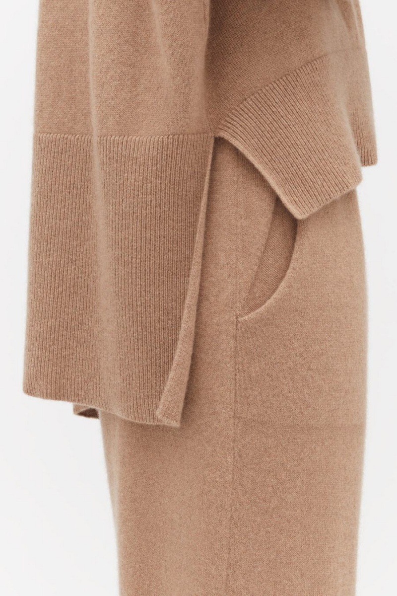 Suéteres Cuyana Single-Origin Cashmere Open Side Mujer Marrones | MNT9930EJ
