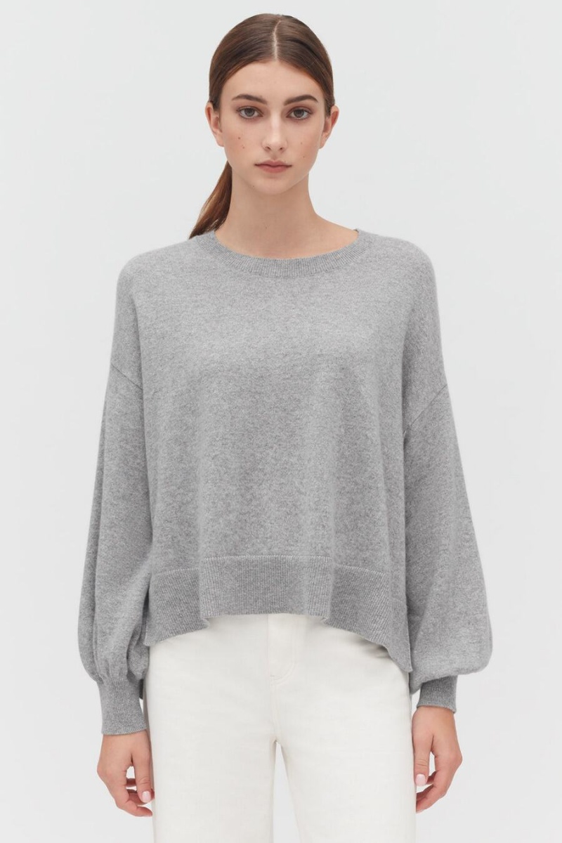 Suéteres Cuyana Single-Origin Cashmere Open Side Mujer Gris Claro | ORC189AS