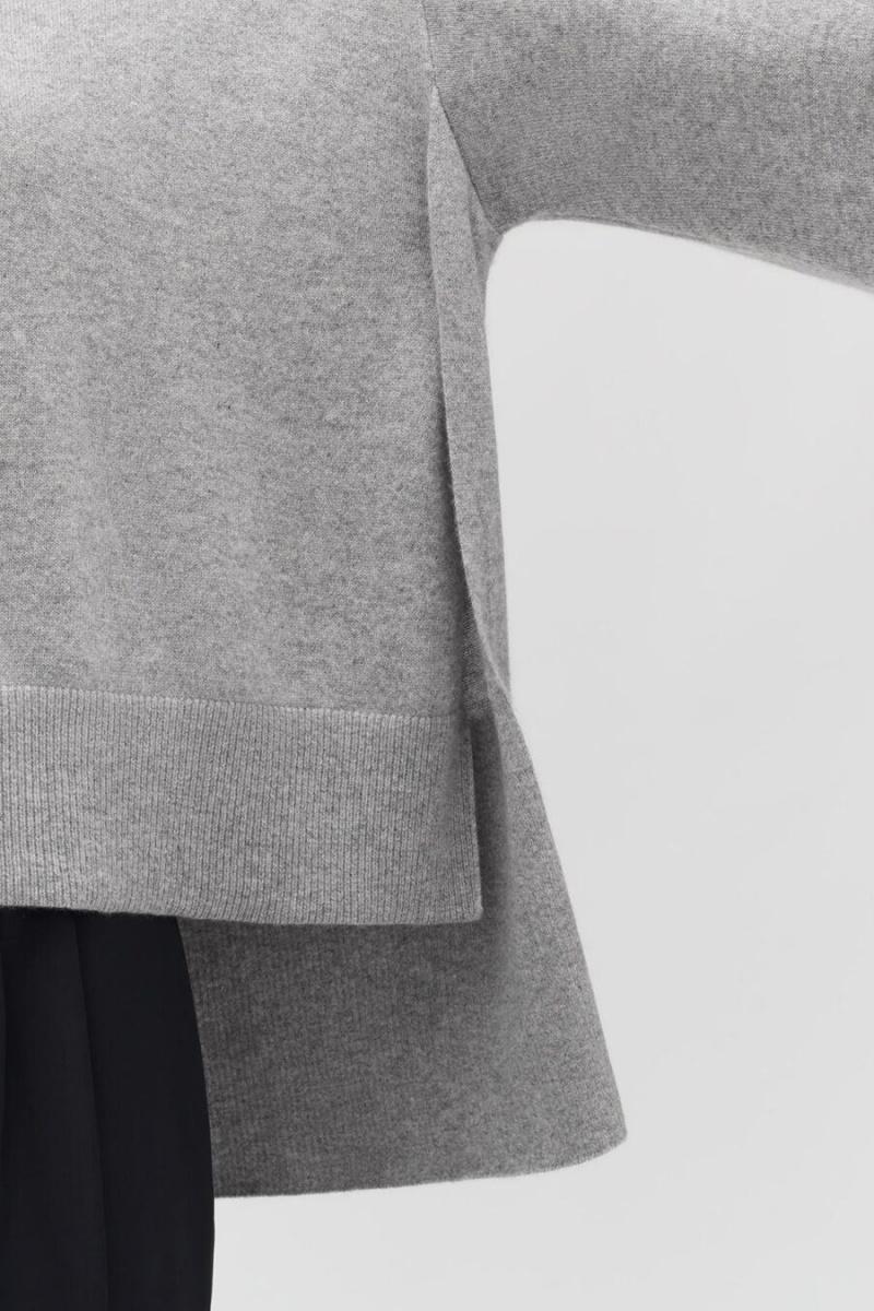 Suéteres Cuyana Single-Origin Cashmere Open Side Mujer Gris Claro | ORC189AS