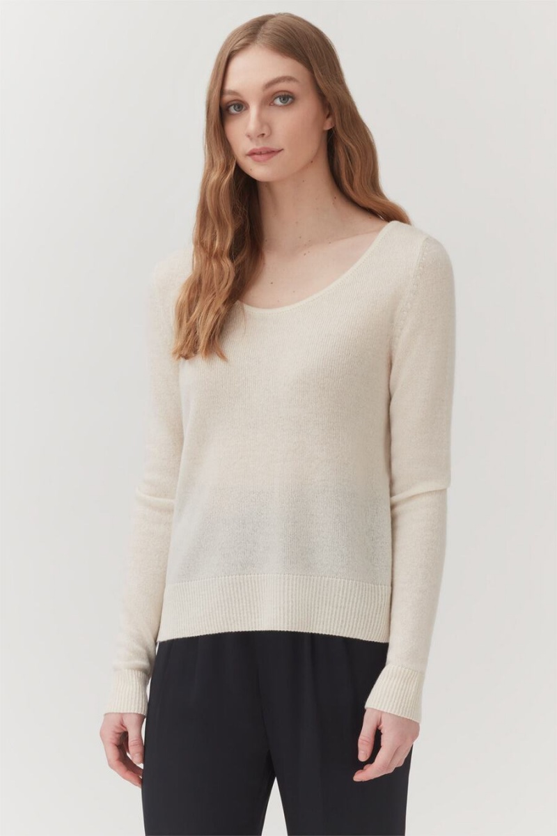 Suéteres Cuyana Single-Origin Cashmere Scoop Neck Mujer Blancas | TYM4988JB