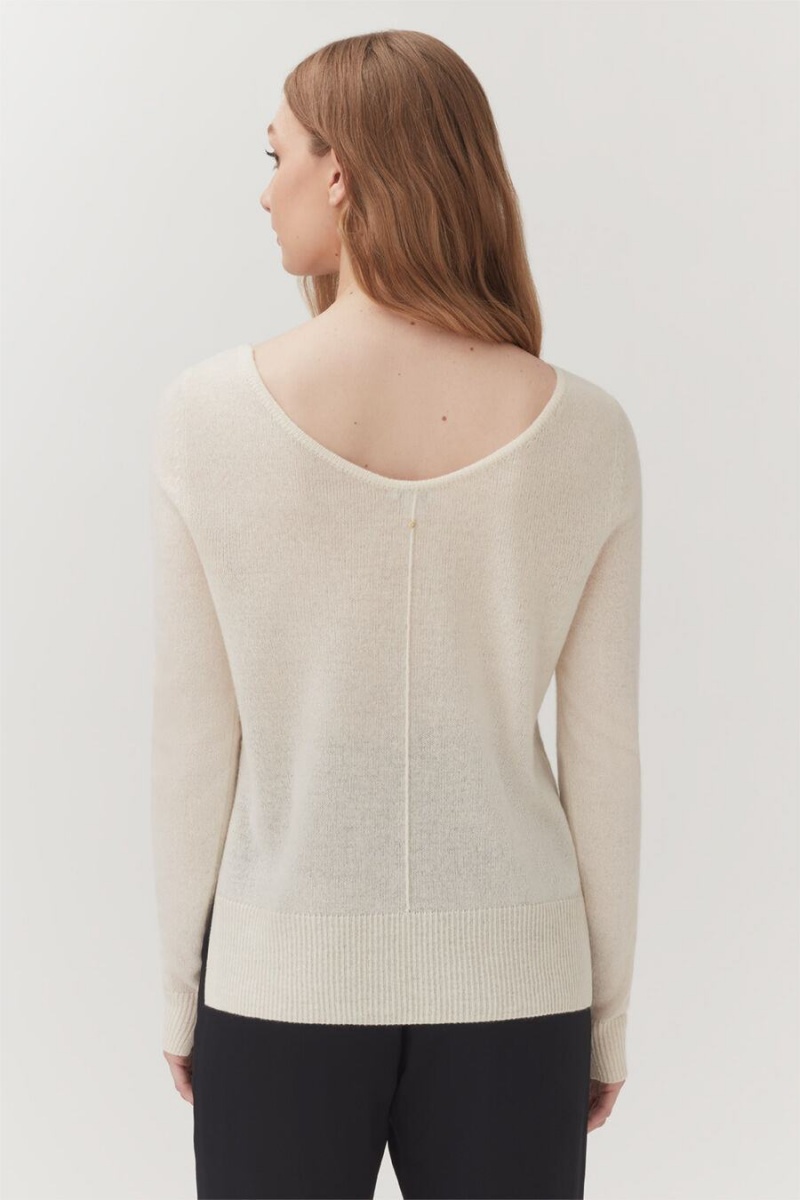 Suéteres Cuyana Single-Origin Cashmere Scoop Neck Mujer Blancas | TYM4988JB