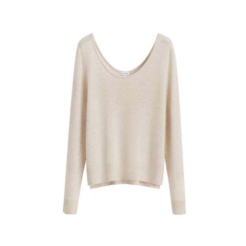Suéteres Cuyana Single-Origin Cashmere Scoop Neck Mujer Blancas | TYM4988JB