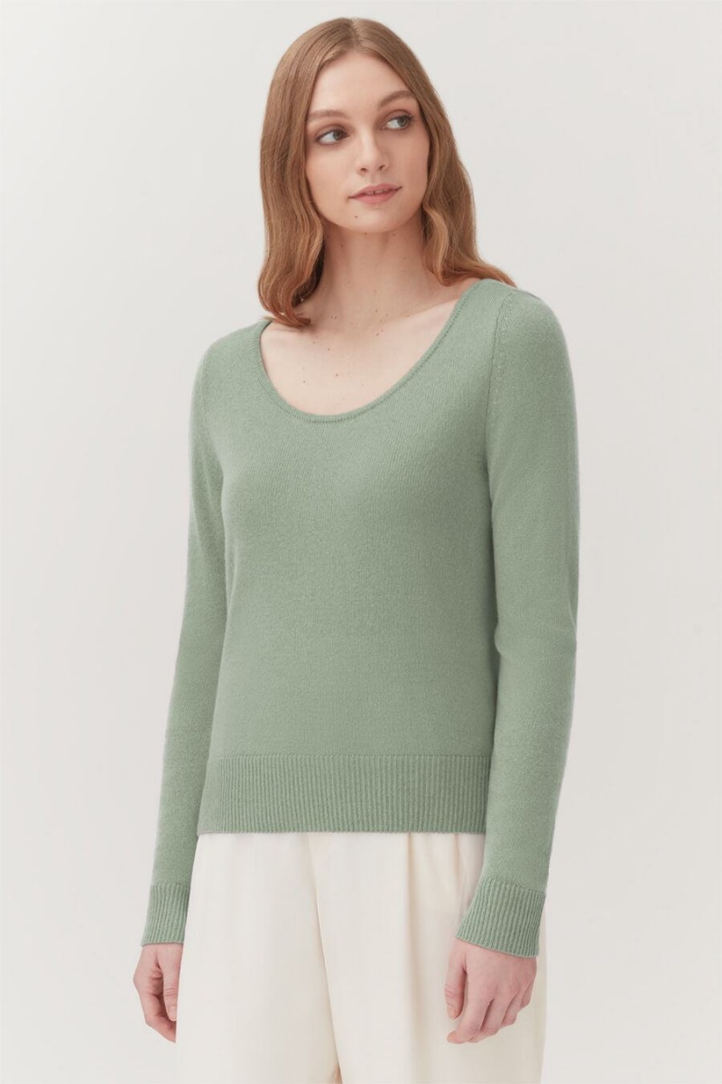 Suéteres Cuyana Single-Origin Cashmere Scoop Neck Mujer Verde | RUW4647SY