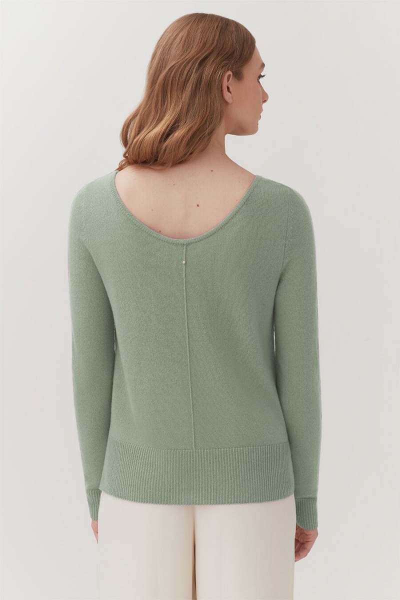 Suéteres Cuyana Single-Origin Cashmere Scoop Neck Mujer Verde | RUW4647SY