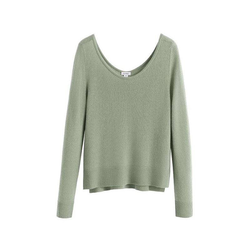 Suéteres Cuyana Single-Origin Cashmere Scoop Neck Mujer Verde | RUW4647SY