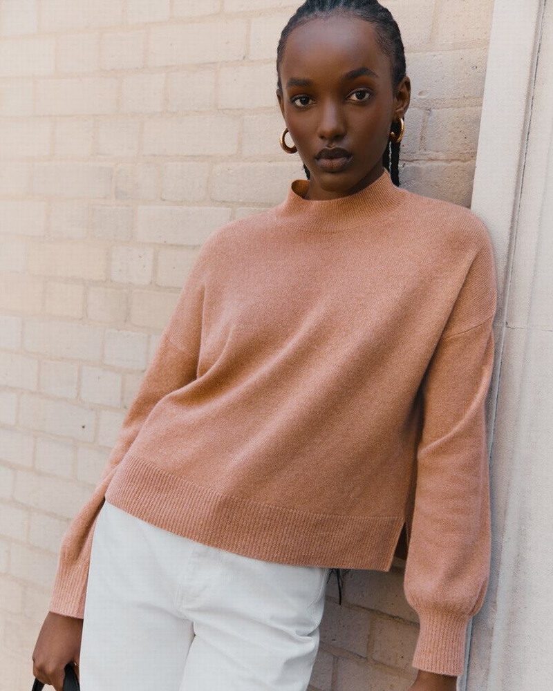 Suéteres Cuyana Single Origin Cashmere Cropped Mujer Beige | QIB2071QO