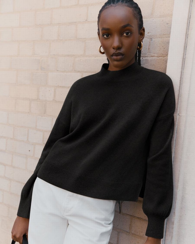 Suéteres Cuyana Single Origin Cashmere Cropped Mujer Negras | VVX5631DG