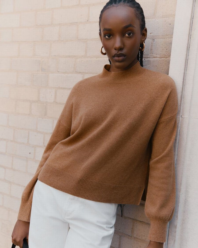 Suéteres Cuyana Single Origin Cashmere Cropped Mujer Marrones | QJU4567ET