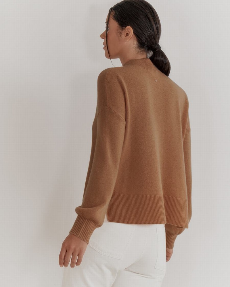 Suéteres Cuyana Single Origin Cashmere Cropped Mujer Marrones | QJU4567ET