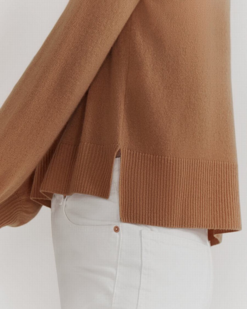 Suéteres Cuyana Single Origin Cashmere Cropped Mujer Marrones | QJU4567ET
