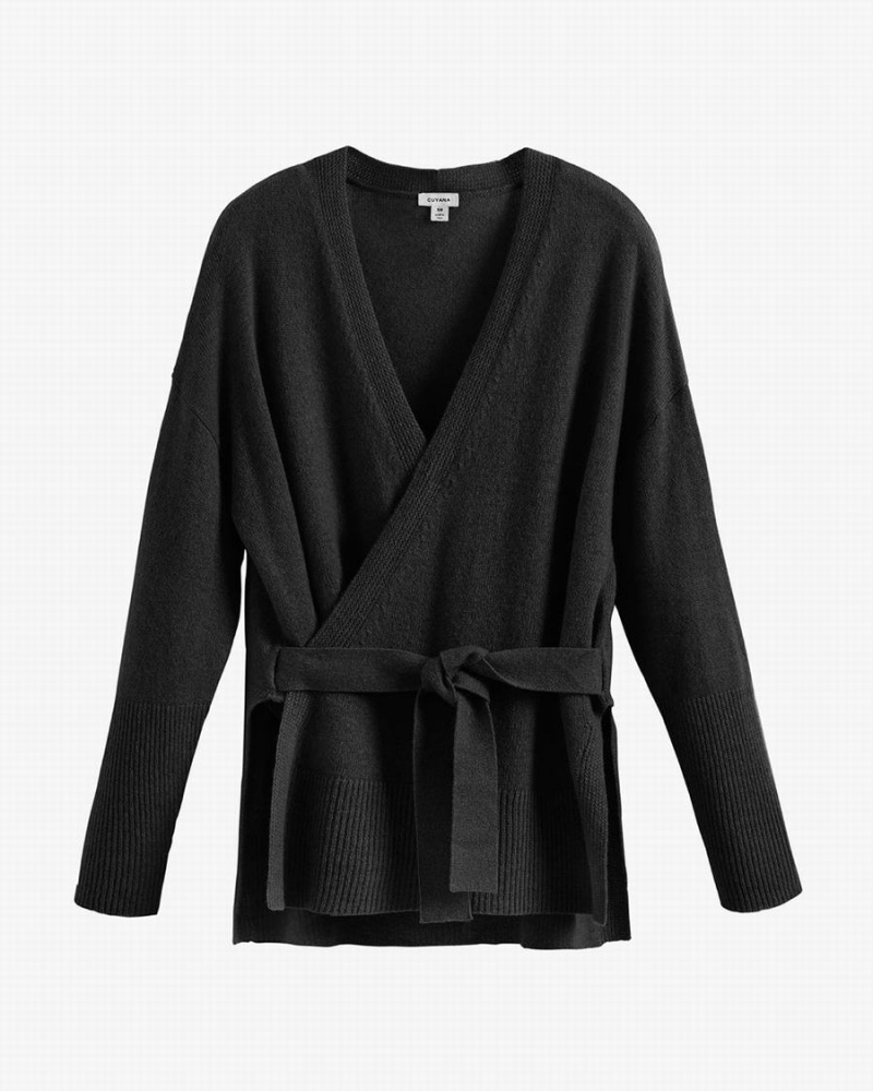 Suéteres Cuyana Single Origin Cashmere Wrap Mujer Negras | OQZ3583JZ