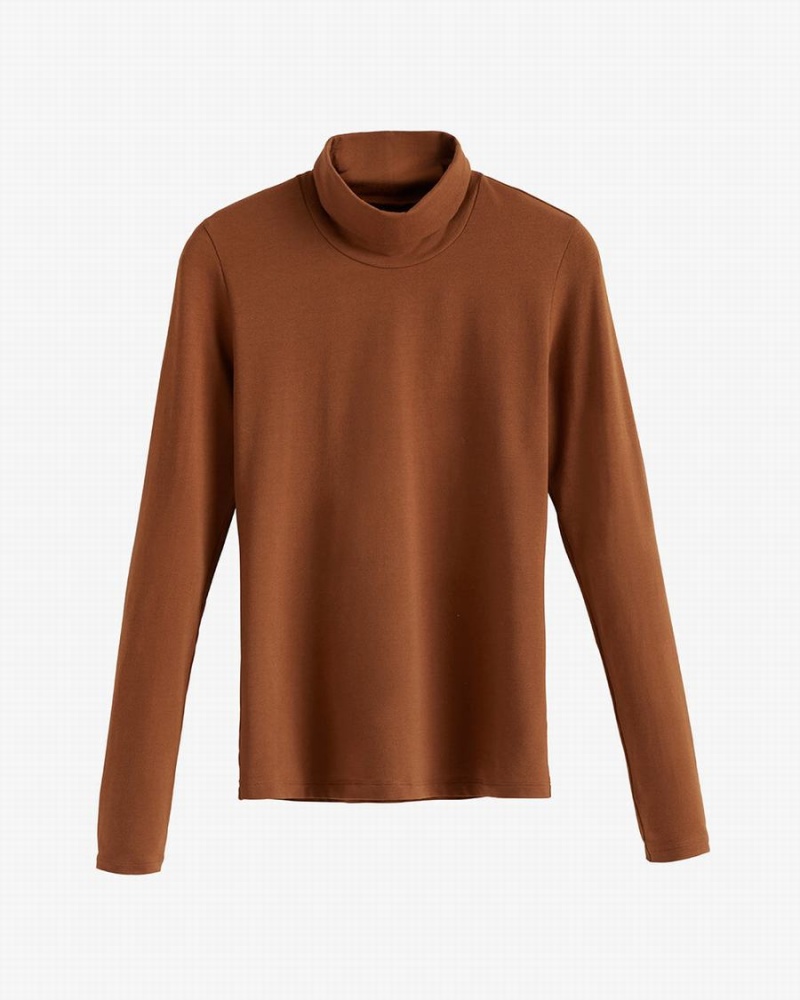 Tops De Cuello Alto Cuyana Back Slit Mujer Marrones Oscuro | KRM1335QT