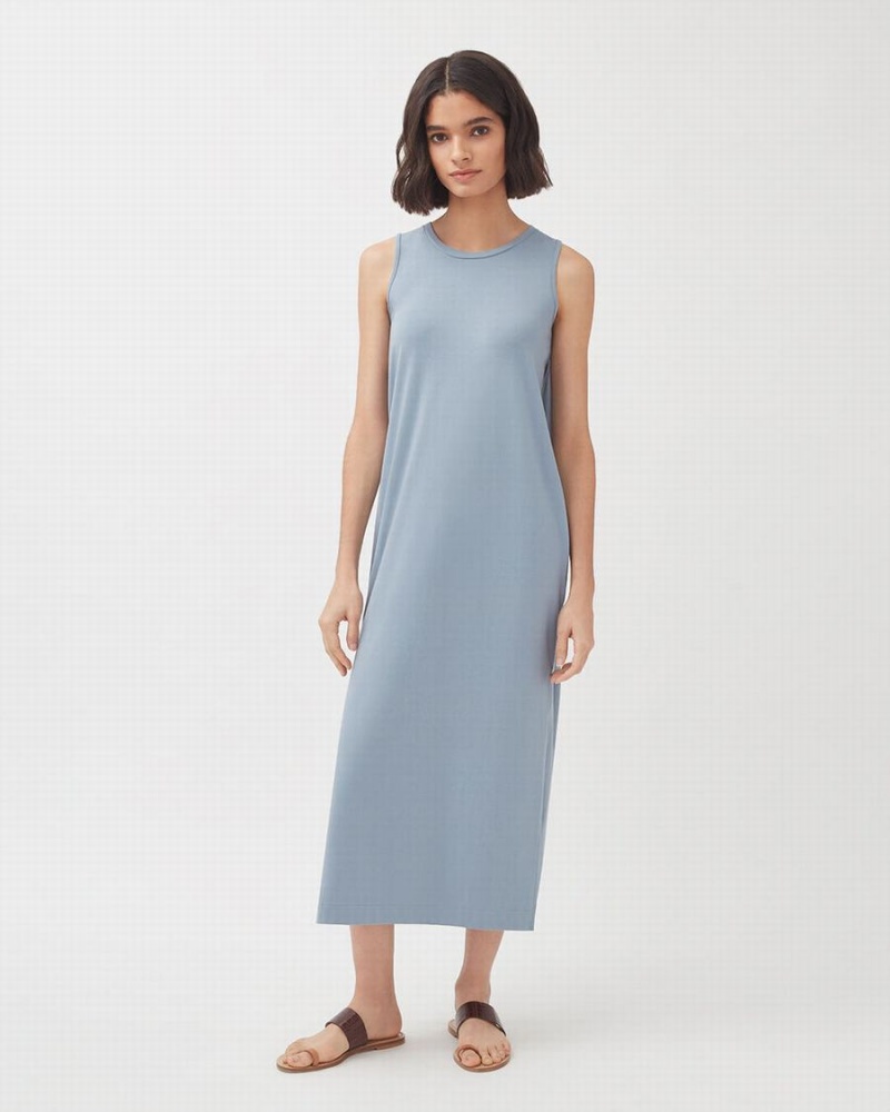 Vestido Cuyana Drape-Back Mujer Azules | YTV3972DA