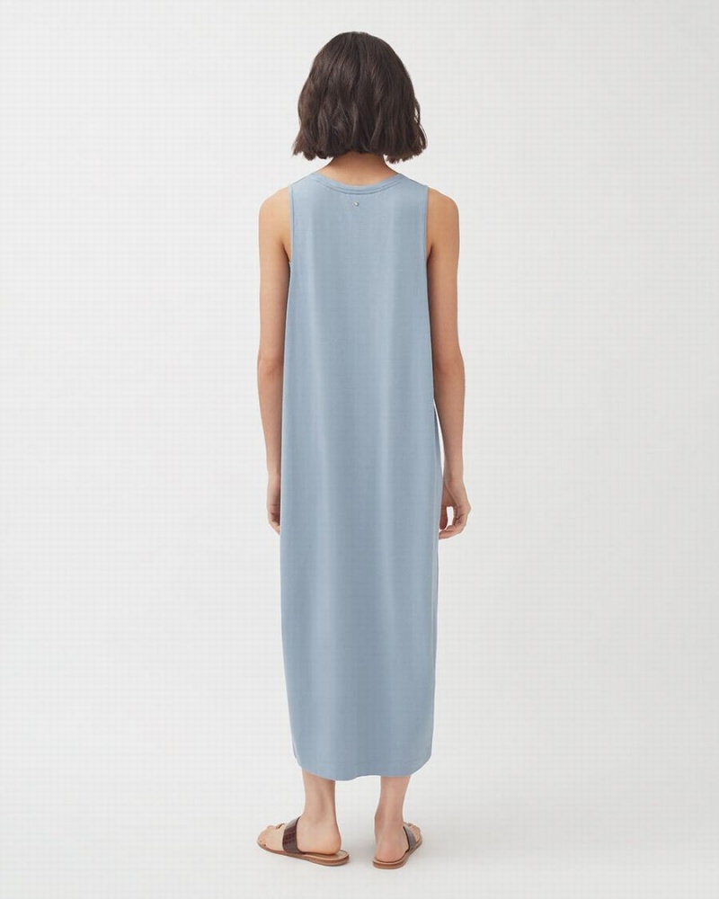Vestido Cuyana Drape-Back Mujer Azules | YTV3972DA