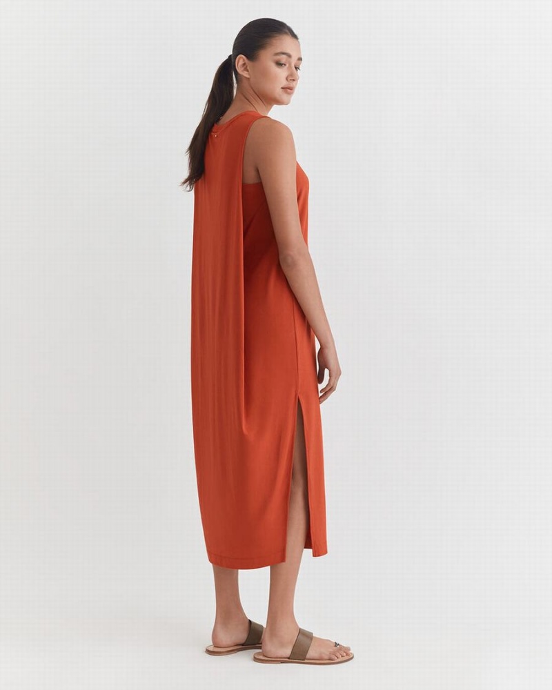 Vestido Cuyana Drape-Back Mujer Naranjas | UPP6141OF