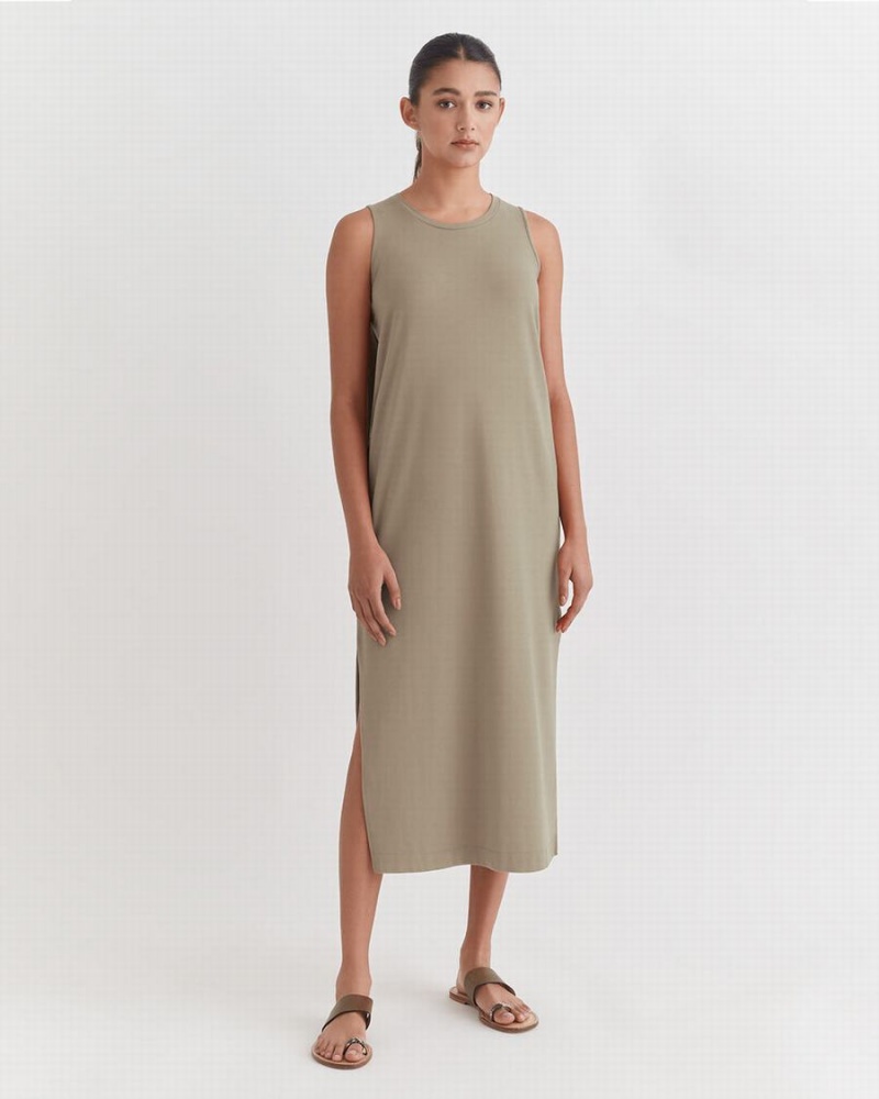 Vestido Cuyana Drape-Back Mujer Verde | VXO9926TZ