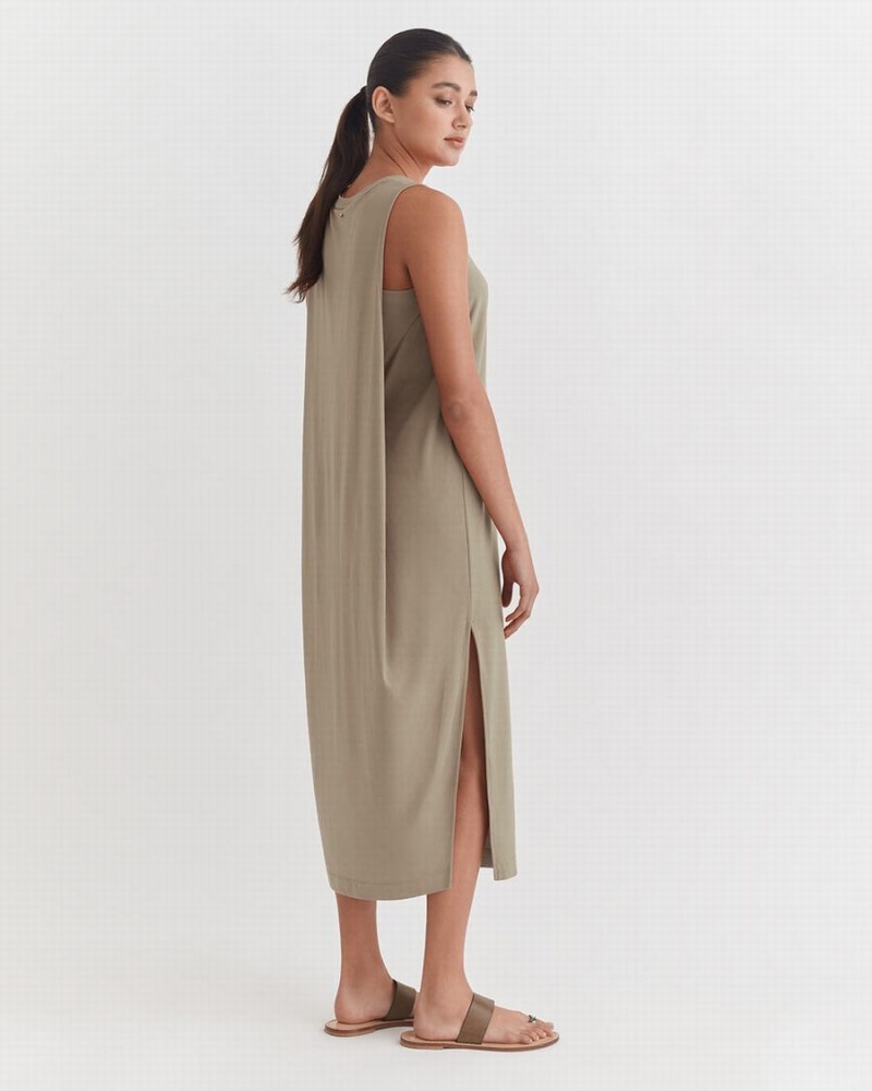 Vestido Cuyana Drape-Back Mujer Verde | VXO9926TZ