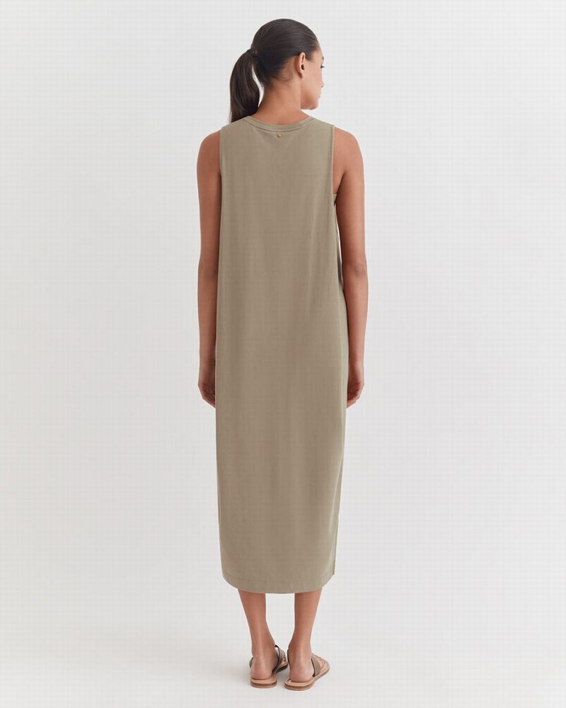 Vestido Cuyana Drape-Back Mujer Verde | VXO9926TZ