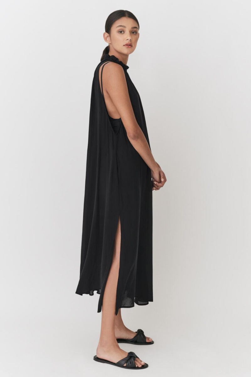 Vestido Cuyana Gathered-Neck Maxi Cover Up Mujer Negras | MXX783HO